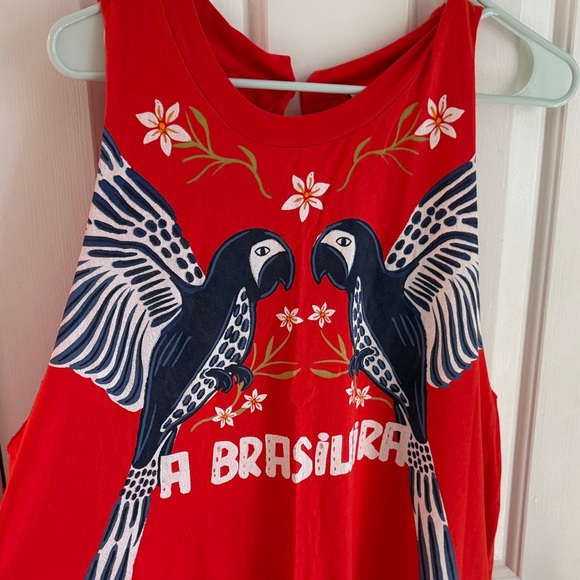 FARM Rio Pants - FARM Rio Red Parrot Graphic Jumpsuit